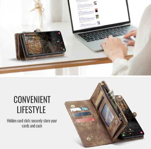 CaseMe 008 Samsung Galaxy A57 Hoesje 2-in-1 Book Case en Back Cover Bruin afbeelding 8