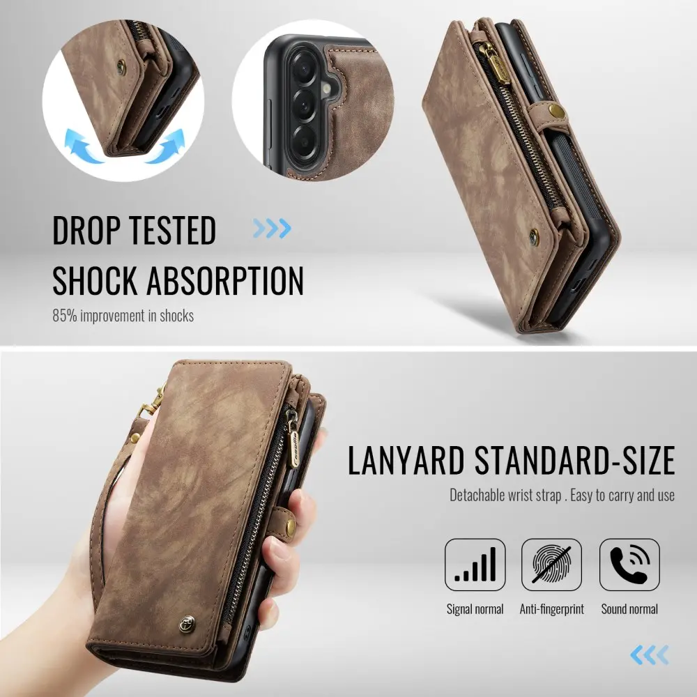 CaseMe 008 Samsung Galaxy A57 Hoesje 2-in-1 Book Case en Back Cover Bruin afbeelding 5