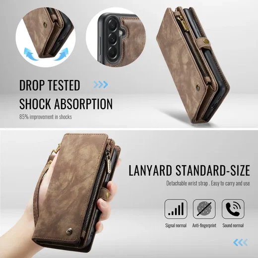 CaseMe 008 Samsung Galaxy A57 Hoesje 2-in-1 Book Case en Back Cover Bruin afbeelding 5