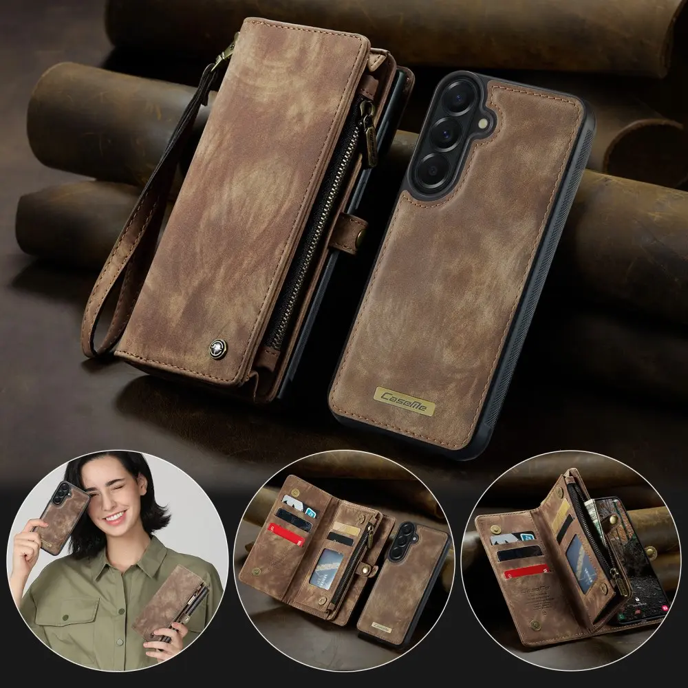CaseMe 008 Samsung Galaxy A57 Hoesje 2-in-1 Book Case en Back Cover Bruin afbeelding 6