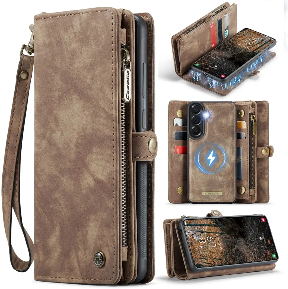 CaseMe 008 Samsung Galaxy A57 Hoesje 2-in-1 Book Case en Back Cover Bruin afbeelding 1