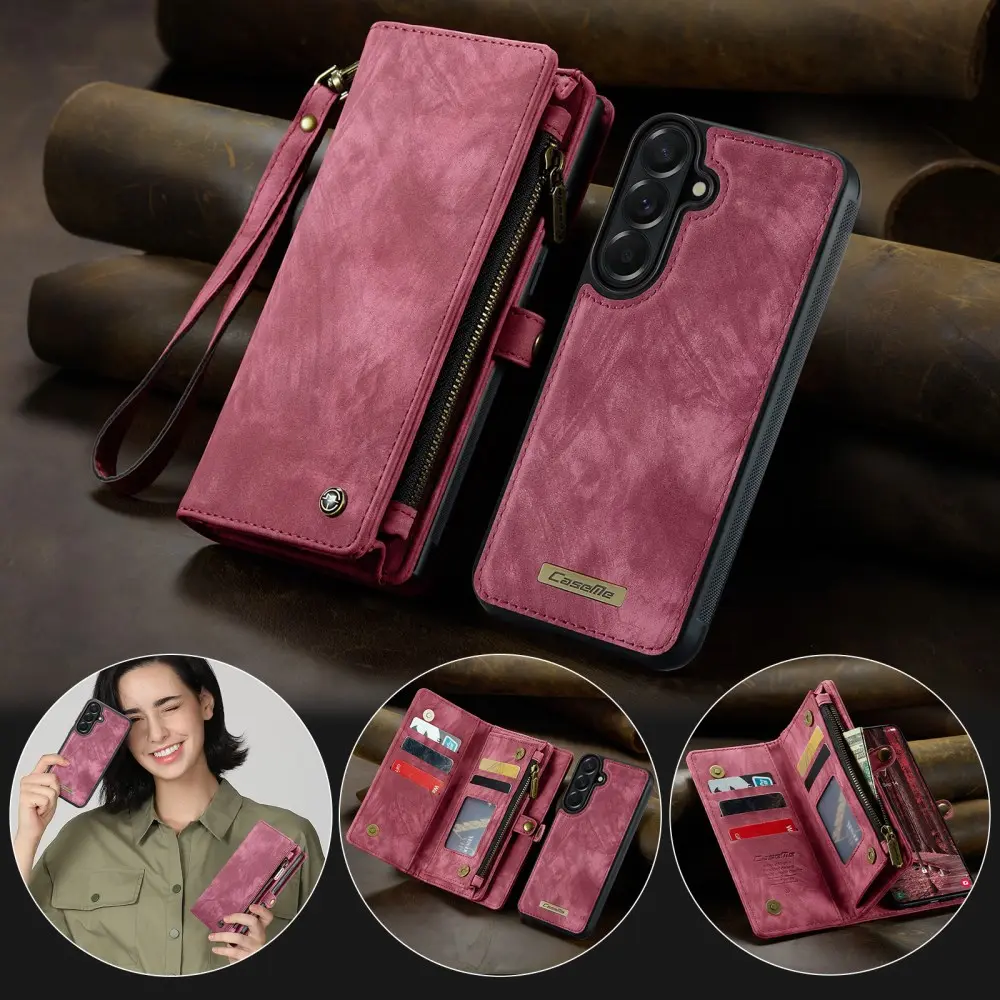 CaseMe 008 Samsung Galaxy A57 Hoesje 2-in-1 Book Case en Back Cover Rood afbeelding 6