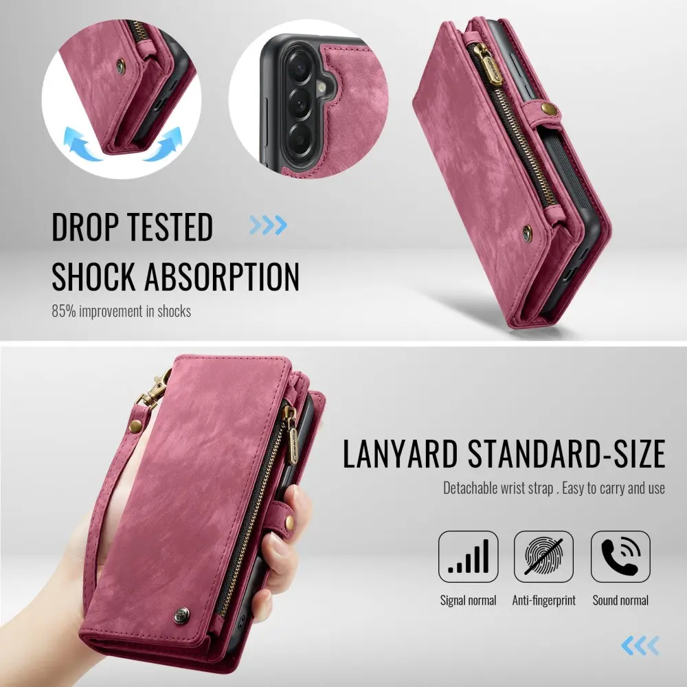 CaseMe 008 Samsung Galaxy A57 Hoesje 2-in-1 Book Case en Back Cover Rood afbeelding 5