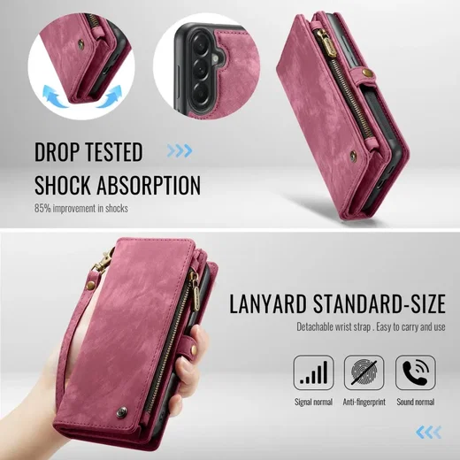 CaseMe 008 Samsung Galaxy A57 Hoesje 2-in-1 Book Case en Back Cover Rood afbeelding 5