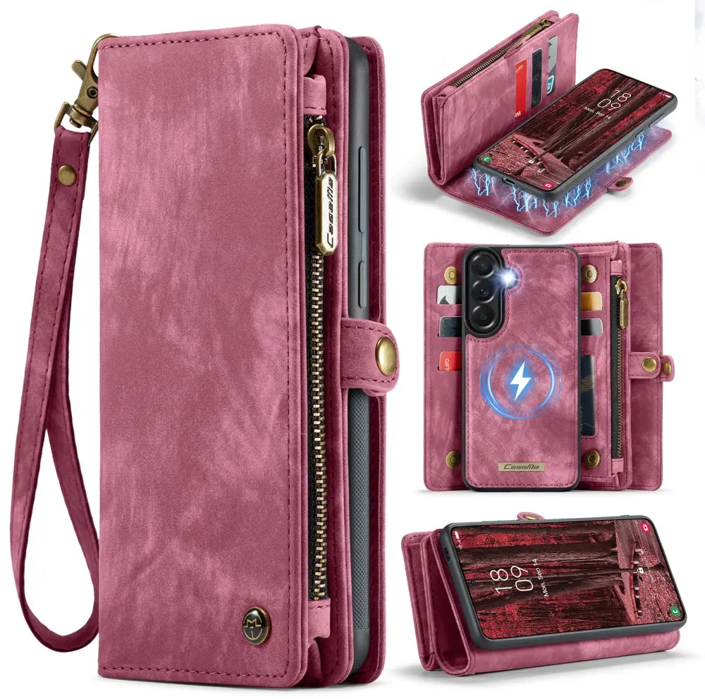 CaseMe 008 Samsung Galaxy A57 Hoesje 2-in-1 Book Case en Back Cover Rood afbeelding 1