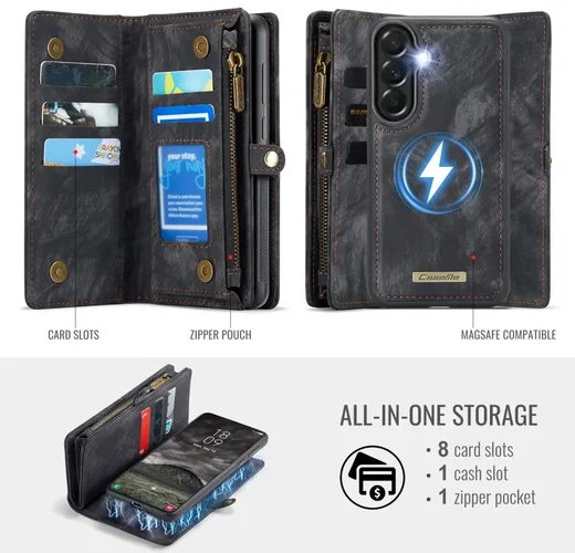 CaseMe 008 Samsung Galaxy A57 Hoesje 2-in-1 Book Case en Back Cover Zwart afbeelding 4