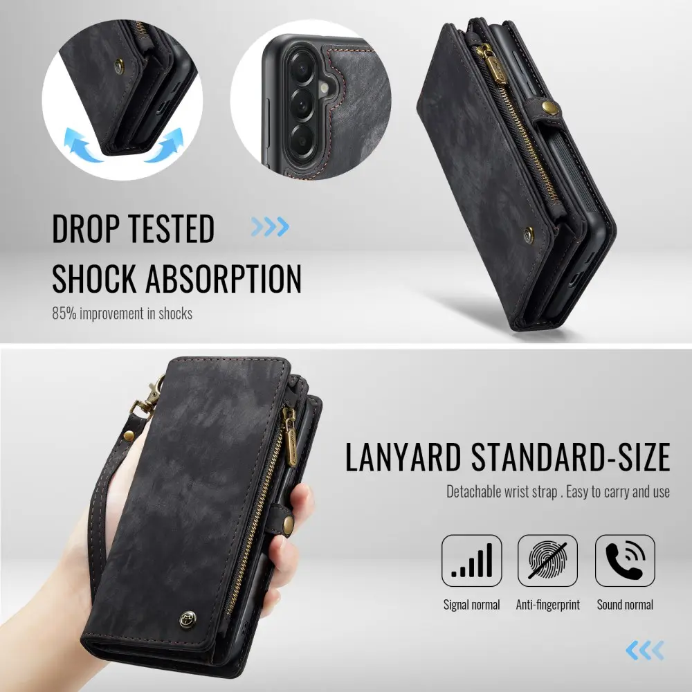 CaseMe 008 Samsung Galaxy A57 Hoesje 2-in-1 Book Case en Back Cover Zwart afbeelding 5