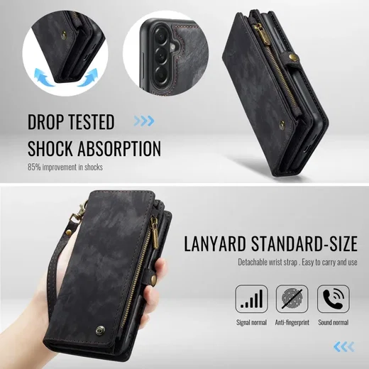 CaseMe 008 Samsung Galaxy A57 Hoesje 2-in-1 Book Case en Back Cover Zwart afbeelding 5