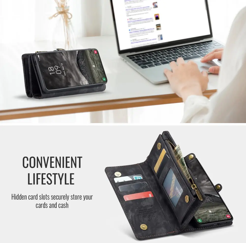 CaseMe 008 Samsung Galaxy A57 Hoesje 2-in-1 Book Case en Back Cover Zwart afbeelding 8