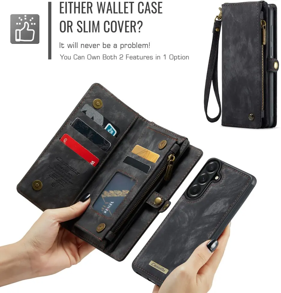 CaseMe 008 Samsung Galaxy A57 Hoesje 2-in-1 Book Case en Back Cover Zwart afbeelding 9