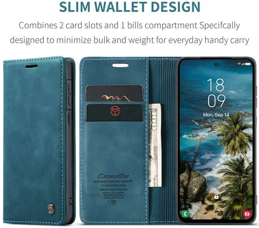 CaseMe 013 Samsung Galaxy A57 Hoesje Book Case met Standaard Blauw afbeelding 2
