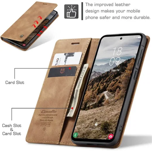 CaseMe 013 Samsung Galaxy A57 Hoesje Book Case met Standaard Bruin afbeelding 2