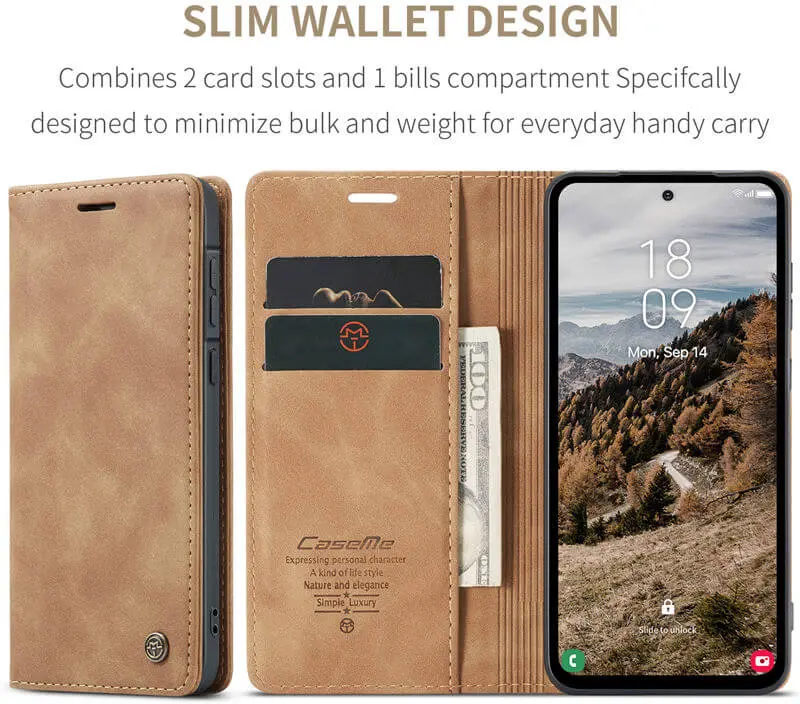 CaseMe 013 Samsung Galaxy A57 Hoesje Book Case met Standaard Bruin afbeelding 4