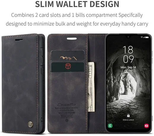 CaseMe 013 Samsung Galaxy A57 Hoesje Book Case met Standaard Zwart afbeelding 2