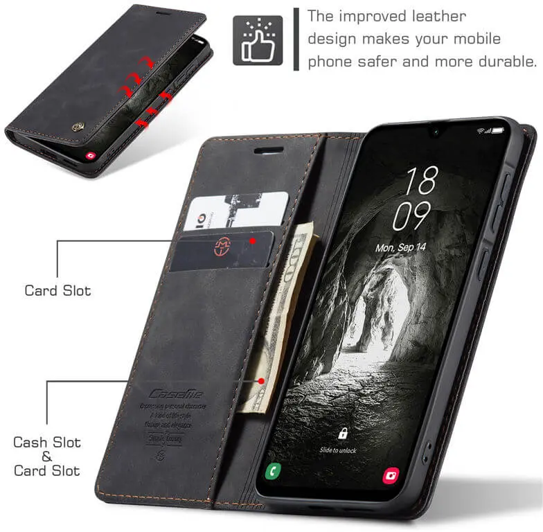 CaseMe 013 Samsung Galaxy A57 Hoesje Book Case met Standaard Zwart afbeelding 3
