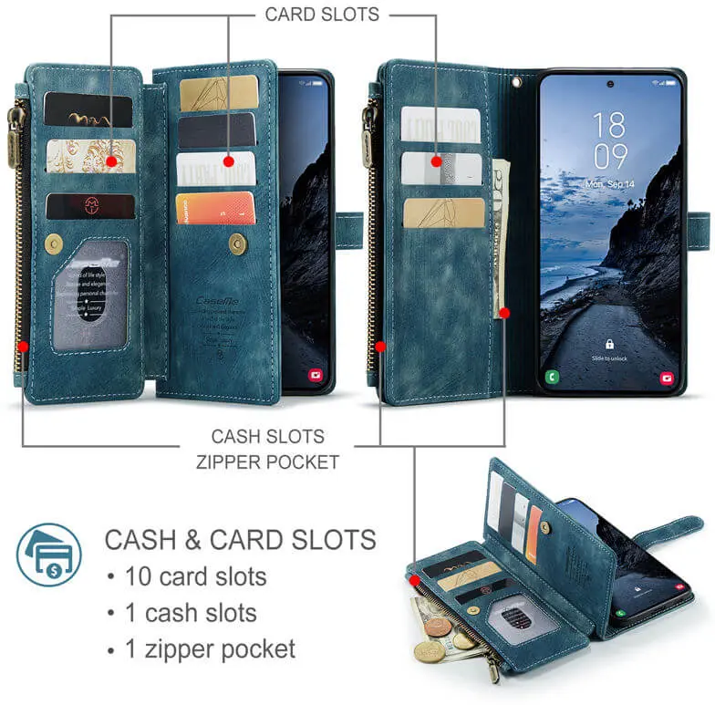 CaseMe C30 Samsung Galaxy A57 Hoesje Pasjeshouder Book Case Blauw afbeelding 2