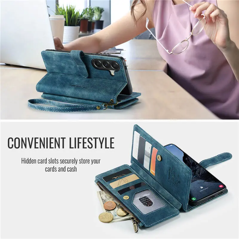CaseMe C30 Samsung Galaxy A57 Hoesje Pasjeshouder Book Case Blauw afbeelding 4