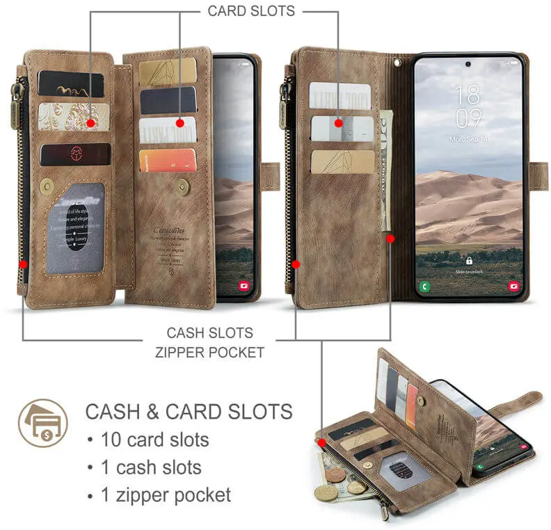 CaseMe C30 Samsung Galaxy A57 Hoesje Pasjeshouder Book Case Bruin afbeelding 2