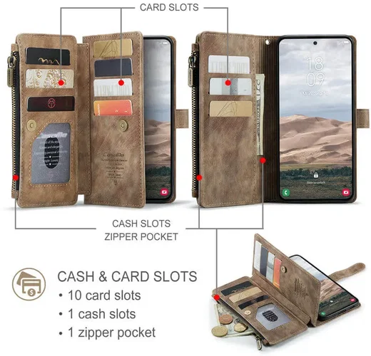 CaseMe C30 Samsung Galaxy A57 Hoesje Pasjeshouder Book Case Bruin afbeelding 2