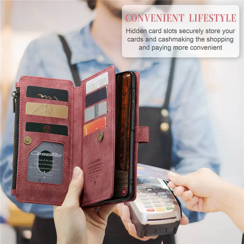 CaseMe C30 Samsung Galaxy A57 Hoesje Pasjeshouder Book Case Rood afbeelding 3