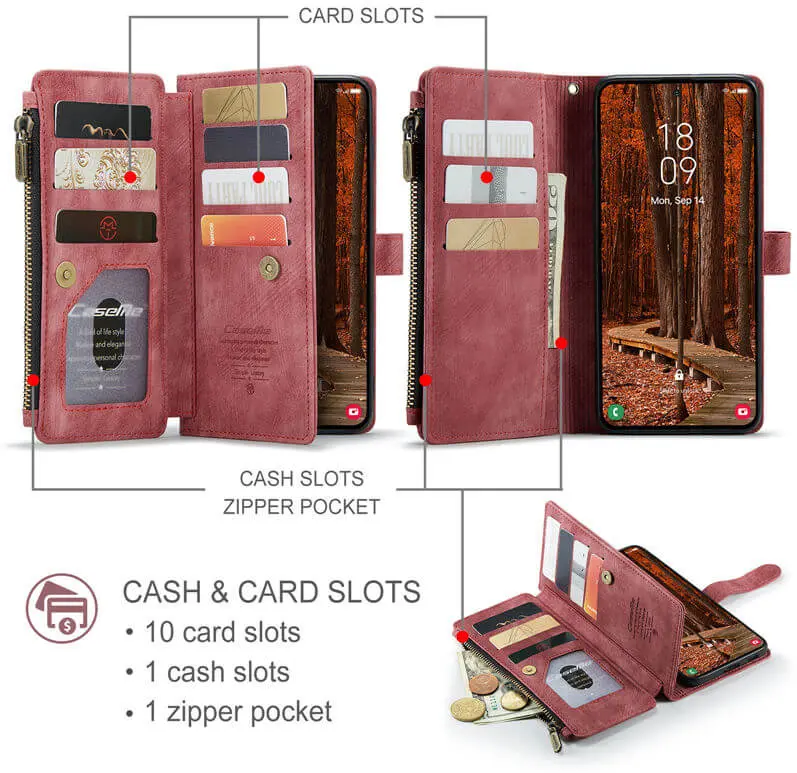 CaseMe C30 Samsung Galaxy A57 Hoesje Pasjeshouder Book Case Rood afbeelding 2