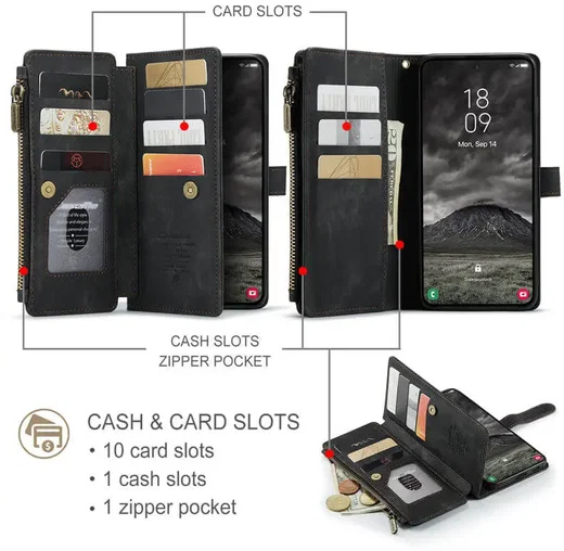 CaseMe C30 Samsung Galaxy A57 Hoesje Pasjeshouder Book Case Zwart afbeelding 2