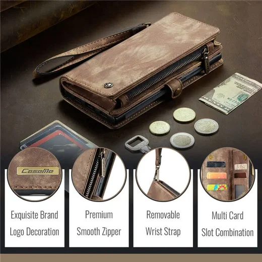 CaseMe 008 Samsung Galaxy A37 Hoesje 2-in-1 Book Case en Back Cover Bruin afbeelding 9