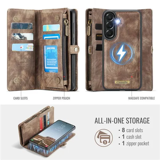 CaseMe 008 Samsung Galaxy A37 Hoesje 2-in-1 Book Case en Back Cover Bruin afbeelding 2