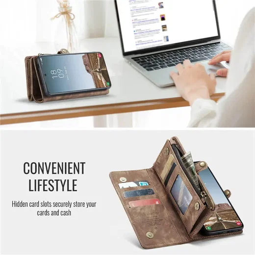 CaseMe 008 Samsung Galaxy A37 Hoesje 2-in-1 Book Case en Back Cover Bruin afbeelding 4