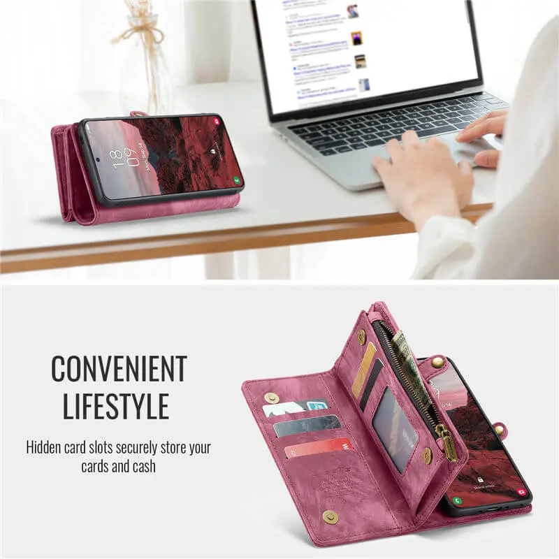 CaseMe 008 Samsung Galaxy A37 Hoesje 2-in-1 Book Case en Back Cover Rood afbeelding 4
