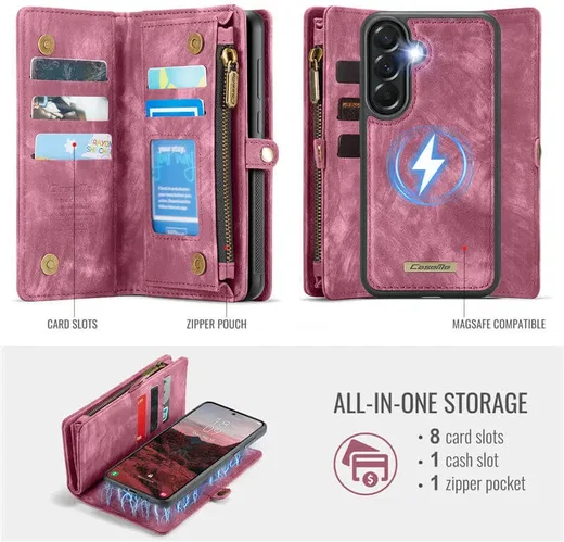 CaseMe 008 Samsung Galaxy A37 Hoesje 2-in-1 Book Case en Back Cover Rood afbeelding 2
