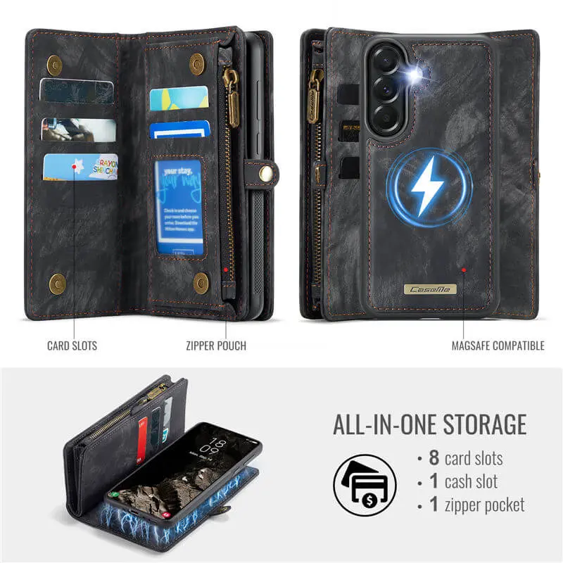CaseMe 008 Samsung Galaxy A37 Hoesje 2-in-1 Book Case en Back Cover Zwart afbeelding 2