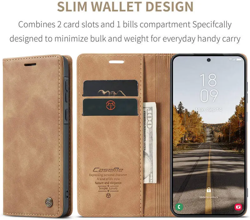 CaseMe 013 Samsung Galaxy A37 Hoesje Book Case met Standaard Bruin afbeelding 2