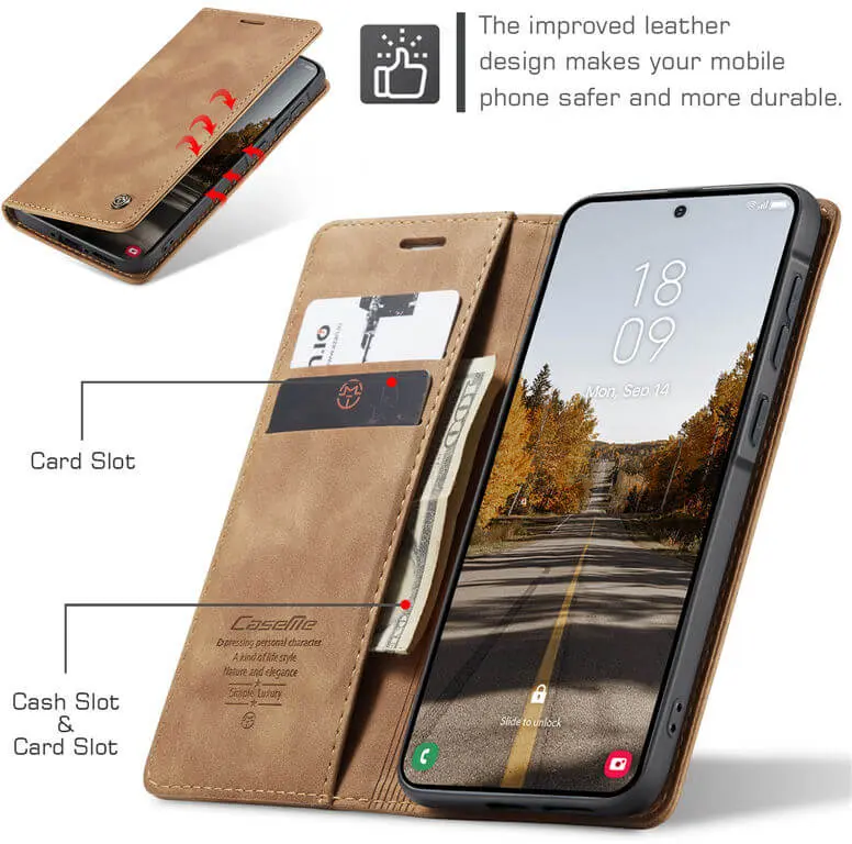 CaseMe 013 Samsung Galaxy A37 Hoesje Book Case met Standaard Bruin afbeelding 4
