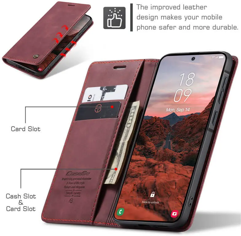 CaseMe 013 Samsung Galaxy A37 Hoesje Book Case met Standaard Rood afbeelding 3