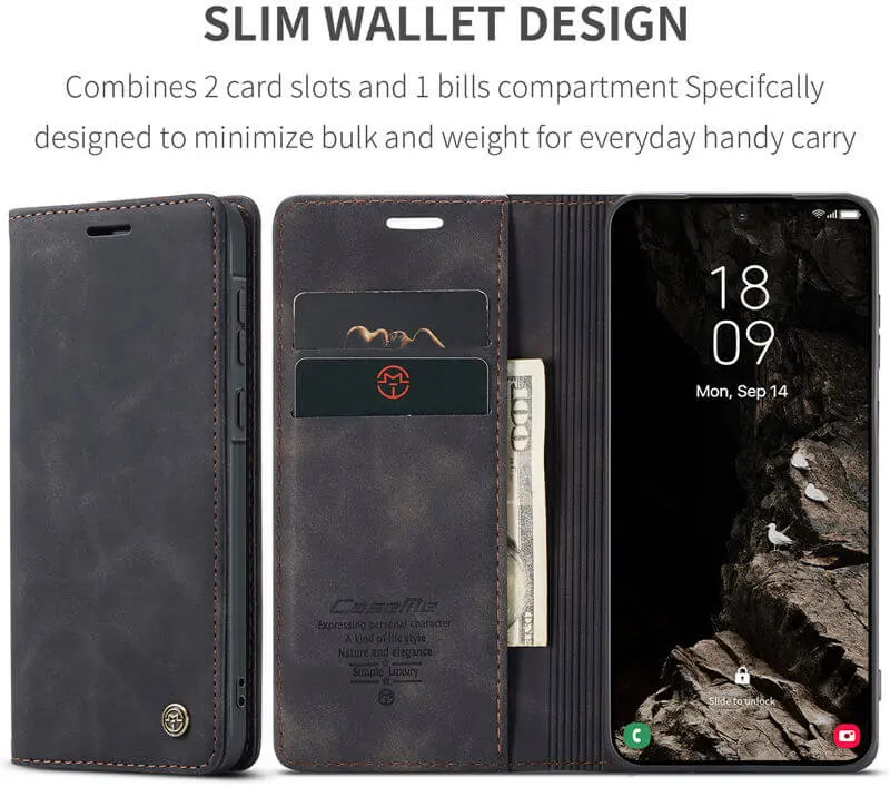 CaseMe 013 Samsung Galaxy A37 Hoesje Book Case met Standaard Zwart afbeelding 3