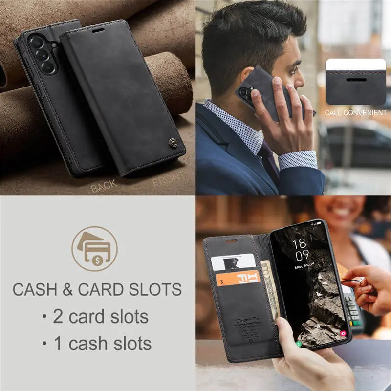 CaseMe 013 Samsung Galaxy A37 Hoesje Book Case met Standaard Zwart afbeelding 7