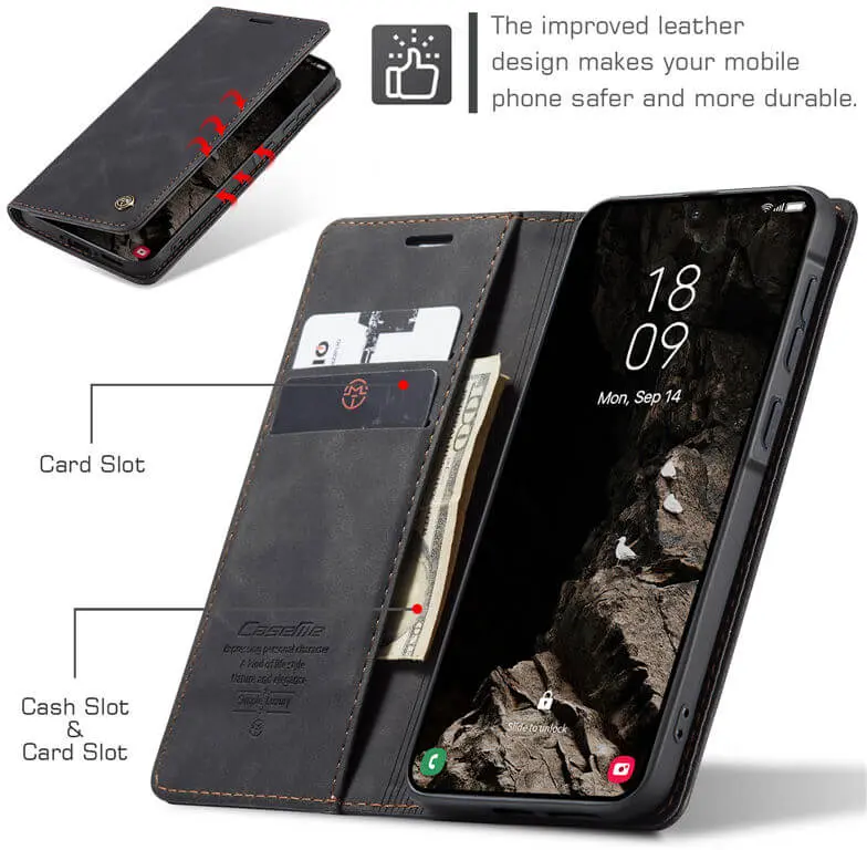 CaseMe 013 Samsung Galaxy A37 Hoesje Book Case met Standaard Zwart afbeelding 4