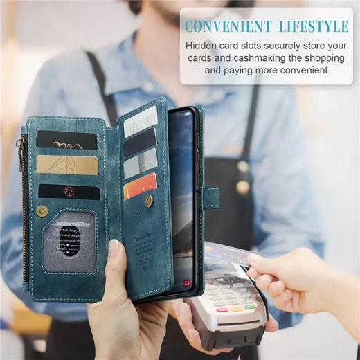 CaseMe C30 Samsung Galaxy A37 Hoesje Pasjeshouder Book Case Blauw afbeelding 3