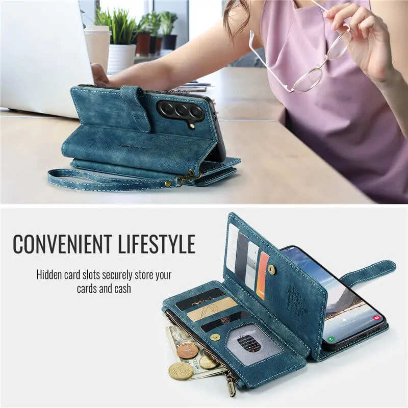 CaseMe C30 Samsung Galaxy A37 Hoesje Pasjeshouder Book Case Blauw afbeelding 4