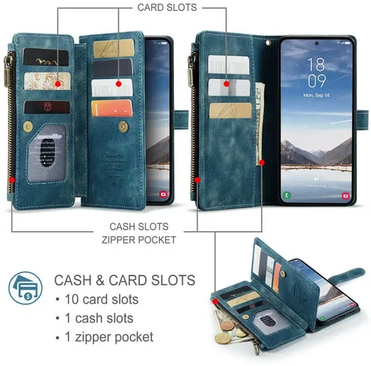 CaseMe C30 Samsung Galaxy A37 Hoesje Pasjeshouder Book Case Blauw afbeelding 2