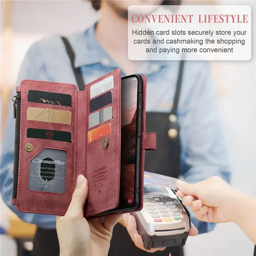 CaseMe C30 Samsung Galaxy A37 Hoesje Pasjeshouder Book Case Rood afbeelding 3