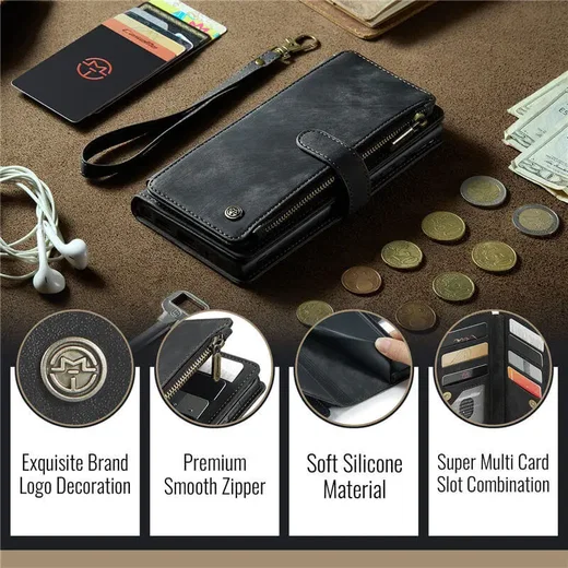 CaseMe C30 Samsung Galaxy A37 Hoesje Pasjeshouder Book Case Zwart afbeelding 8