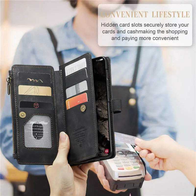 CaseMe C30 Samsung Galaxy A37 Hoesje Pasjeshouder Book Case Zwart afbeelding 6