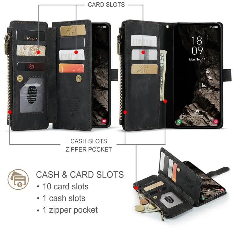 CaseMe C30 Samsung Galaxy A37 Hoesje Pasjeshouder Book Case Zwart afbeelding 2