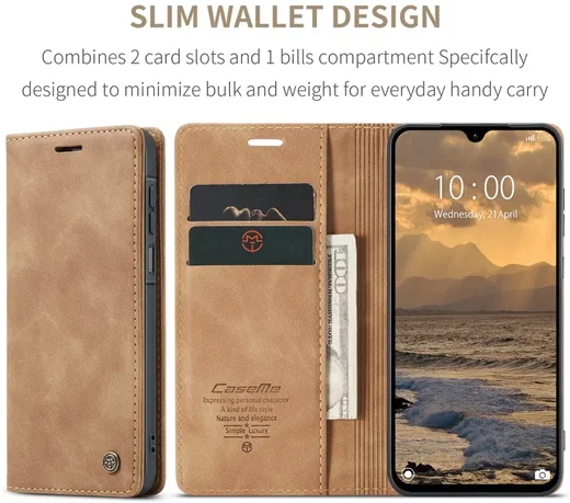 CaseMe 013 Samsung Galaxy A27 Hoesje Book Case met Standaard Bruin afbeelding 3