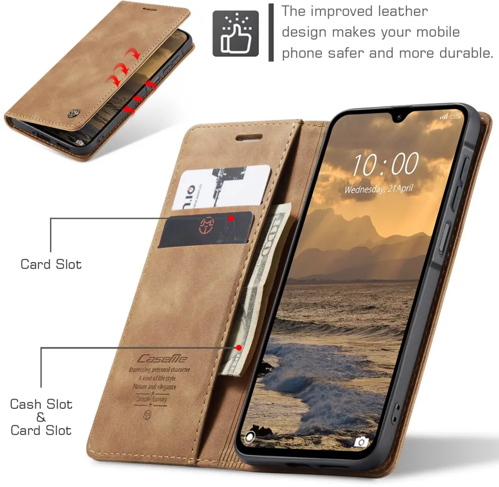CaseMe 013 Samsung Galaxy A27 Hoesje Book Case met Standaard Bruin afbeelding 4