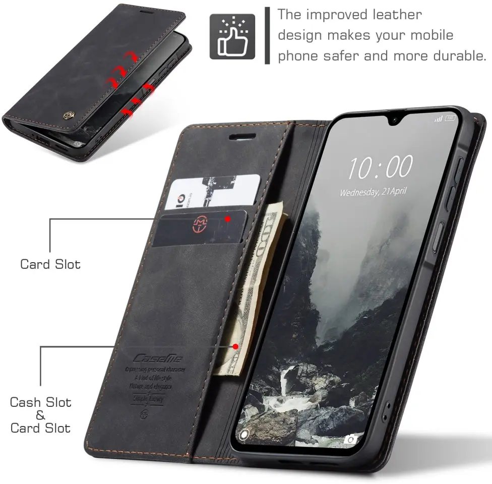 CaseMe 013 Samsung Galaxy A27 Hoesje Book Case met Standaard Zwart afbeelding 4