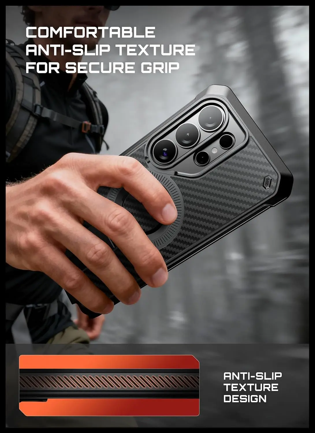 SUPCASE UB Mag Pro Samsung Galaxy S26 Ultra Hoesje MagSafe Stand Carbon afbeelding 3