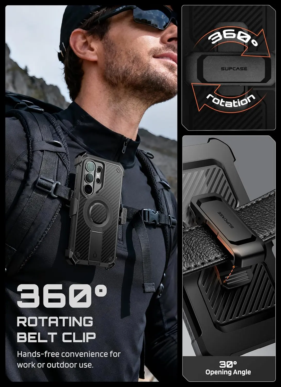 SUPCASE UB Mag Pro Samsung Galaxy S26 Ultra Hoesje MagSafe Stand Carbon afbeelding 2